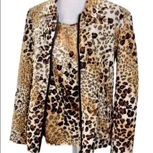 Cheetah Print Jacket & Cami Set Silk Quilted Sz S Dorman Mob Wife